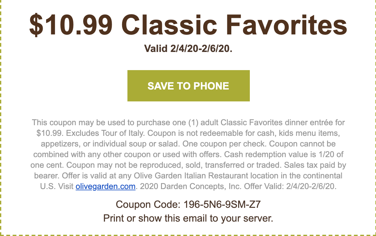Saving Money with Olive Garden Coupons Coupons & Savings