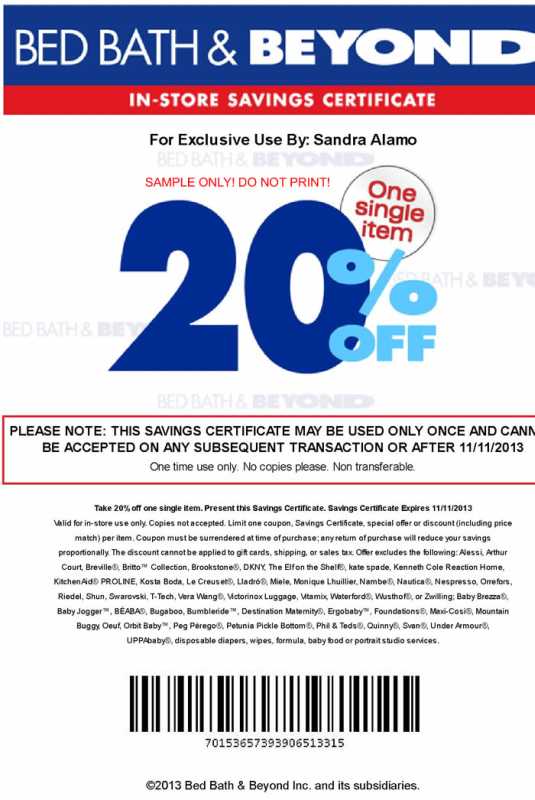 Valid 2020 20 Off Printable Coupon Bed Bath And Beyond 
